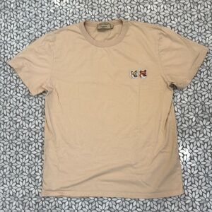 Women's Maison Kitsune Double Fox Head S/S Tshirt in Tan, Size S